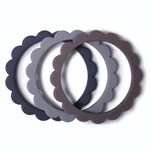 Mushie Flower Bracelet 3-Pack Dove Gray/Steel/Stone